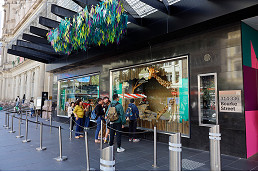 Protesters disrupt opening of Myer Christmas windows 