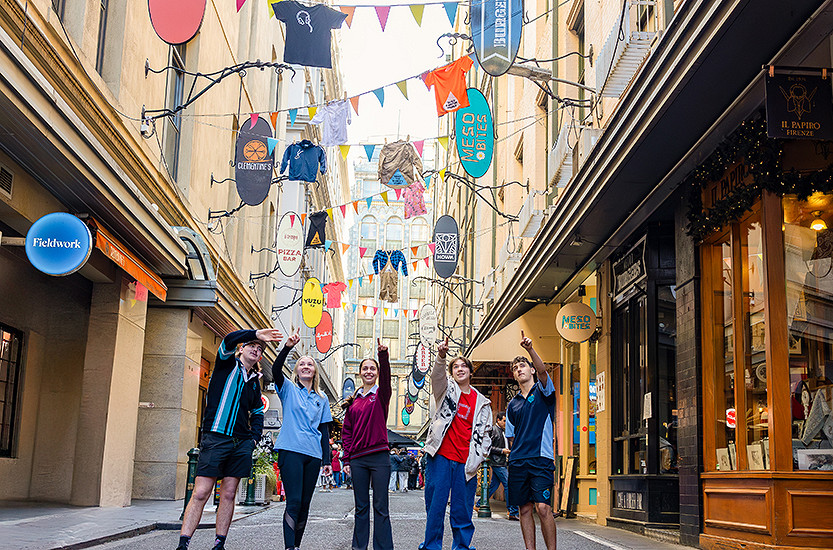 Laneway installation urges Victorians to Look Up to the Future of vocational learning