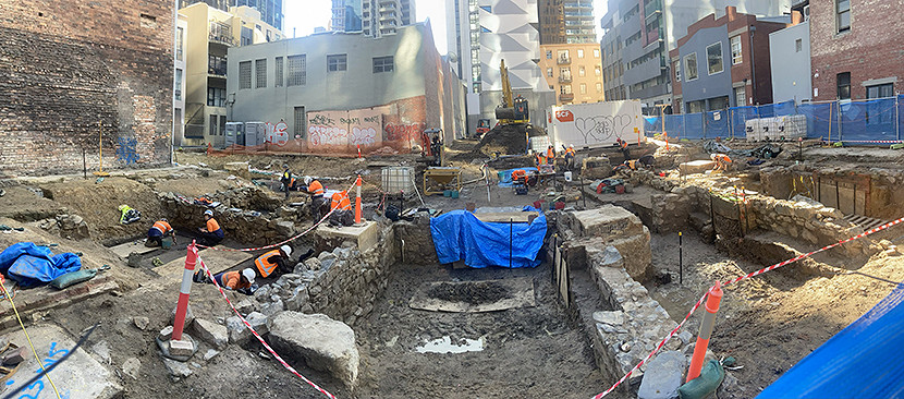 Archaeologists uncover remnants of historic homes at construction site