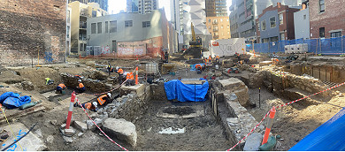 Archaeologists uncover remnants of historic homes at construction site