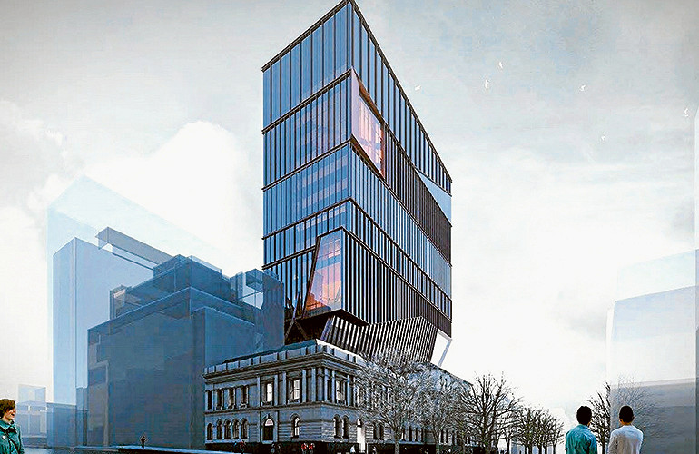 Towering over the Titles Office