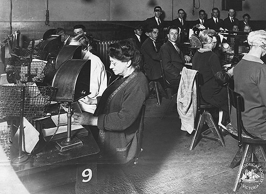 Singing their songs at the Central Telegraph Office, Elizabeth St, early 1920s