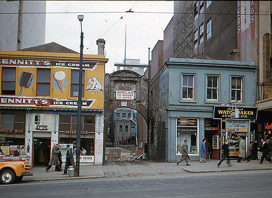 Old Danks Store Yard, Bourke St, during demolition, 1958